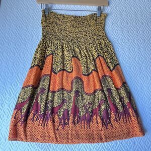 VTG 2000s Y2k Tribal Safari Smocked Babydoll Tube Top SIZE LARGE Rue21 Giraffe